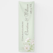 Sage Green White Rose Wedding 横断幕 (縦)