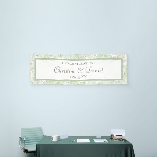 Sage Green White Rose Wedding 横断幕 (トレードショー)