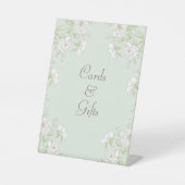Sage Green White Rose Wedding Cards Gift Sign 台座サイン (正面)