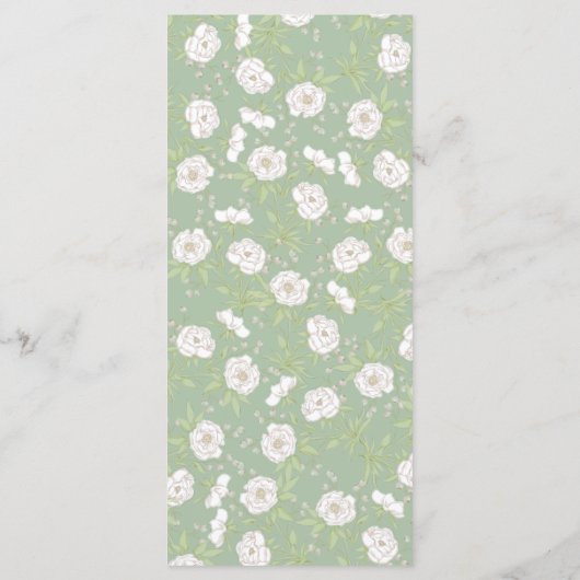 Sage Green White Rose Wedding Menus メニュー (裏面)