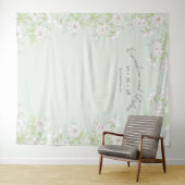 Sage Green White Rose Wedding Photo Backdrop タペストリー (インサイチュ(横))