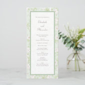 Sage Green White Rose Wedding Programs メニュー (スタンド正面)
