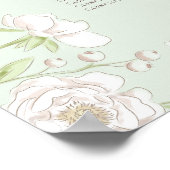 Sage Green White Rose Wedding Seating Chart ポスター (角)