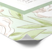 Sage Green White Rose Wedding Seating Chart ポスター (角)