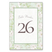 Sage Green White Rose Wedding Table Number テーブルナンバー (裏面)