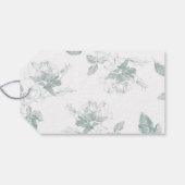 Sage Green White Roses Floral Thank You Wedding ギフトタグ (裏面横)