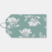Sage Green White Roses Line Art Thank You Wedding ギフトタグ (裏面横)