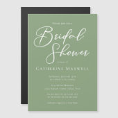 Sage Green White Typography Bridal Shower マグネット招待状 (正面/裏面)