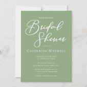 Sage Green White Typography Bridal Shower マグネット招待状 (正面)