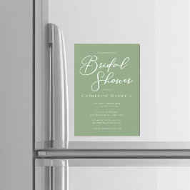 Sage Green White Typography Bridal Shower マグネット招待状