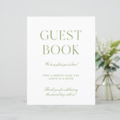 Sage Green & White Wedding Guest Book Sign (スタンド正面)