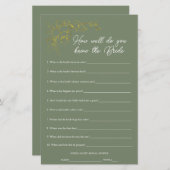 Sage Green Who Knows The Bride Shower Game (正面/裏面)