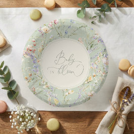  sage green wildflower baby ブルーム ベイビー シャワー ペーパーボウル