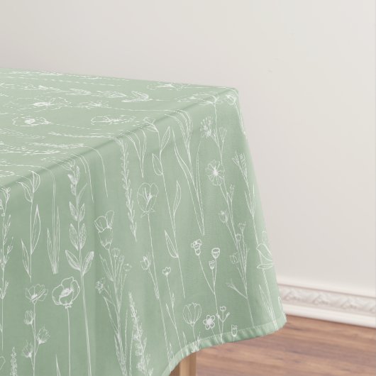Sage Green Wildflower Baby Shower Tablecloth テーブルクロス (インサイチュ)