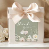 Sage Green Wildflower Baby Shower Thank You スクエアシール