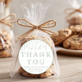 Sage Green Wildflower Baby Shower Thank You ラウンドシール