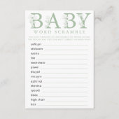 Sage Green Wildflower Baby Word Scramble Game Card エンクロージャーカード (正面)