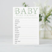 Sage Green Wildflower Baby Word Scramble Game Card エンクロージャーカード (スタンド正面)
