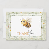 Sage Green Wildflower Bee Custom Baby Shower サンキューカード (正面)