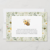 Sage Green Wildflower Bee Custom Baby Shower サンキューカード (裏面)