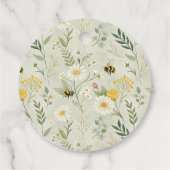 Sage Green Wildflower Bee Custom Name Baby Shower フェイバータグ (裏面)