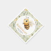 Sage Green Wildflower Bee Personalized Baby Shower スタンダードカクテルナプキン (角)