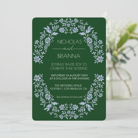 Sage Green Wildflower Bohemian Wedding Invitation 招待状 (スタンド正面)