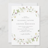 Sage Green Wildflower Boho素朴の写結婚真 招待状 (正面)