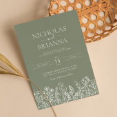 Sage Green Wildflower Boho結婚の写モダン真 招待状