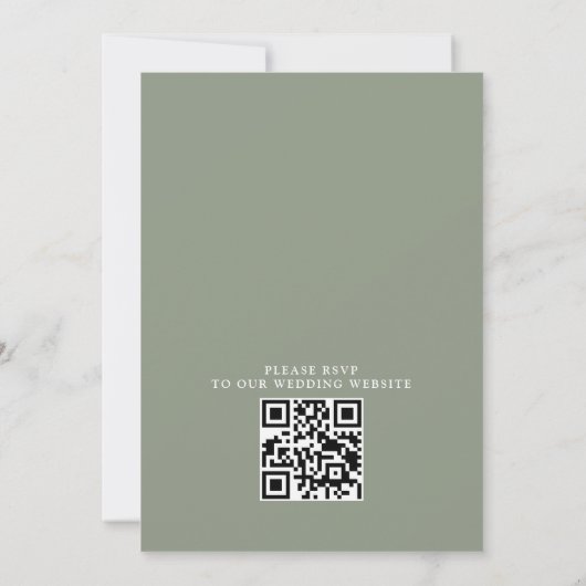 Sage Green Wildflower Boho Budget QR Code Wedding 招待状 (裏面)