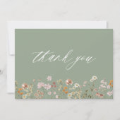 Sage Green Wildflower Bridal Shower サンキューカード (正面)