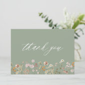Sage Green Wildflower Bridal Shower サンキューカード (スタンド正面)