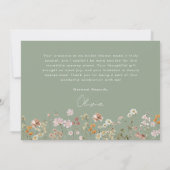 Sage Green Wildflower Bridal Shower サンキューカード (裏面)
