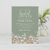 Sage Green Wildflower Bridal Shower 招待状 (スタンド正面)