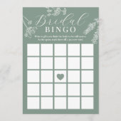 Sage Green Wildflower Bridal Shower Gift Bingo 招待状 (正面)
