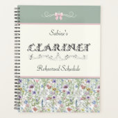 Sage Green Wildflower Clarinet Rehearsal Planner プランナー手帳 (正面)