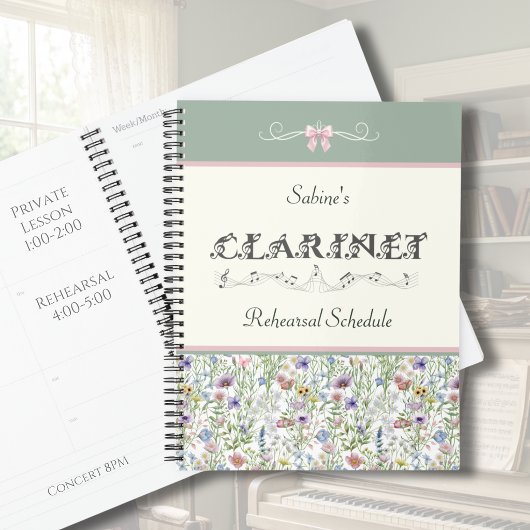 Sage Green Wildflower Clarinet Rehearsal Planner プランナー手帳