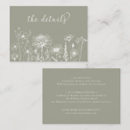 Sage Green Wildflower Details Card Wedding Insert エンクロージャーカード