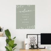 Sage Green Wildflower DIY Wedding Welcome Sign ポスター (ホームオフィス)