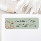 Sage Green Wildflower Floral Return Address ラベル (インサイチュ)