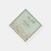 Sage Green Wildflower Floral Wedding スタンダードカクテルナプキン (角)