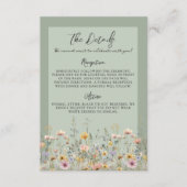 Sage Green Wildflower Floral Wedding Details エンクロージャーカード (正面)