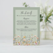 Sage Green Wildflower Floral Wedding Details エンクロージャーカード (スタンド正面)