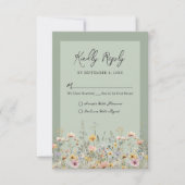 Sage Green Wildflower Floral Wedding RSVP (正面)