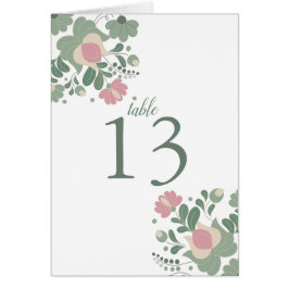 Sage Green Wildflower Folk Wedding Table Card