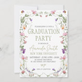 Sage Green Wildflower Graduation Invite 招待状 (正面)