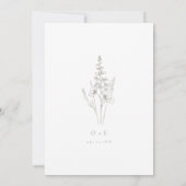 Sage Green Wildflower Line Art Wedding 招待状 (裏面)