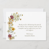 Sage Green Wildflower Rustic Boho サンキューカード (裏面)