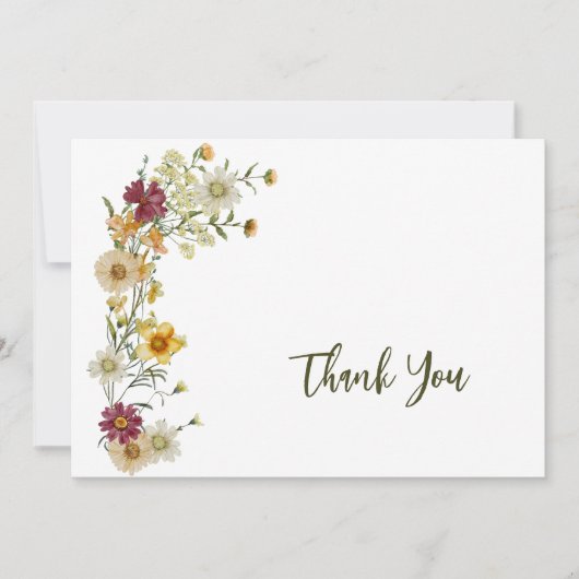 Sage Green Wildflower Rustic Boho  サンキューカード (正面)
