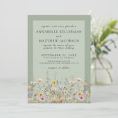 Sage Green Wildflower Watercolor Floral Wedding 招待状 (スタンド正面)